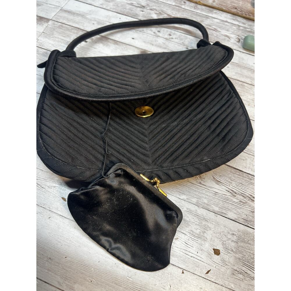Vintage Handbag Coblentz Original Black Nylon With Coin Purse - made in France